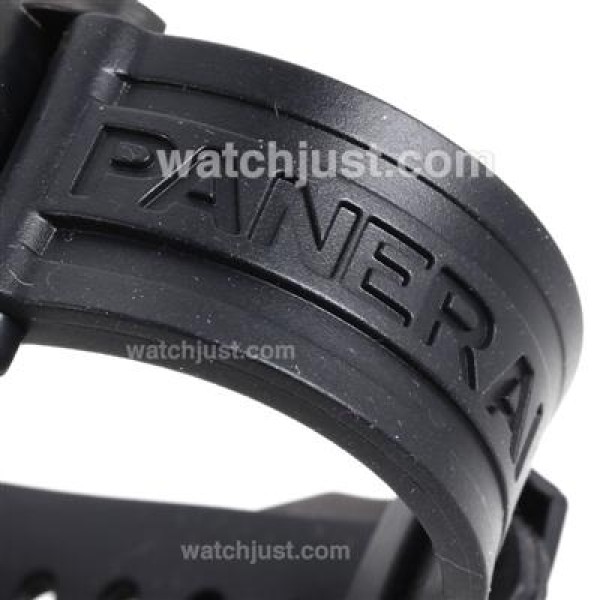 Panerai Luminor OP Logo Unitas 6497 Movement PVD Case with Black Dial-Rubber Strap