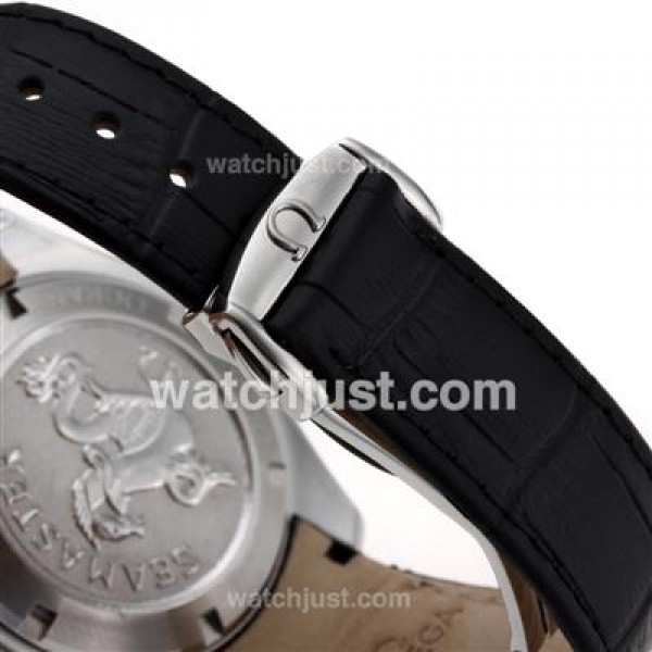 Omega Seamaster Swiss ETA 2824 Movement Orange Bezel with Black Dial-Leather Strap