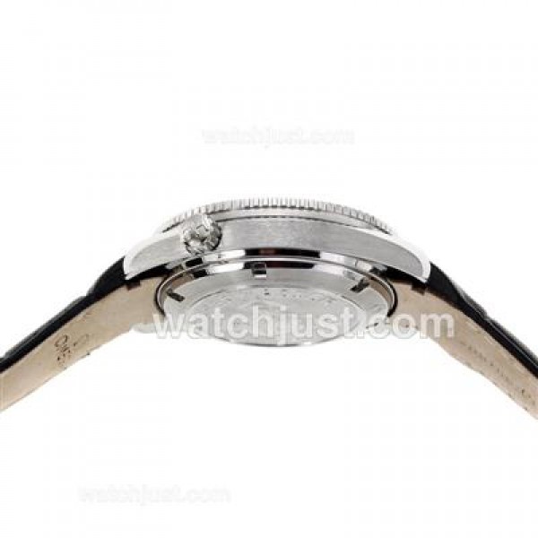 Omega Seamaster Swiss ETA 2824 Movement Orange Bezel with Black Dial-Leather Strap