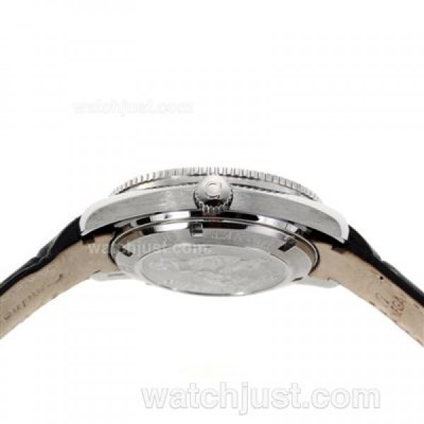 Omega Seamaster Swiss ETA 2824 Movement Orange Bezel with Black Dial-Leather Strap