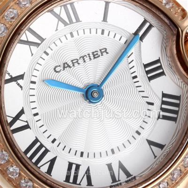 Cartier Ballon bleu de Cartier Full Rose Gold Diamond Bezel with White Dial-Lady Size