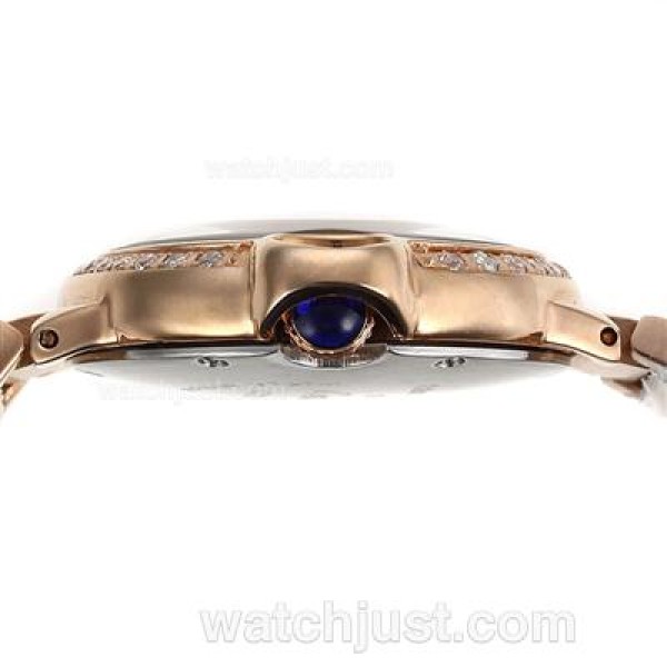 Cartier Ballon bleu de Cartier Full Rose Gold Diamond Bezel with White Dial-Lady Size