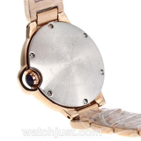 Cartier Ballon bleu de Cartier Full Rose Gold Diamond Bezel with White Dial-Lady Size