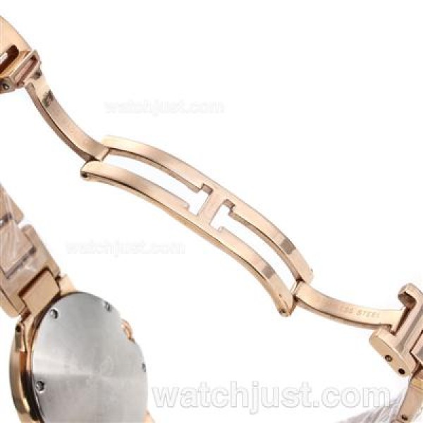 Cartier Ballon bleu de Cartier Full Rose Gold Diamond Bezel with White Dial-Lady Size