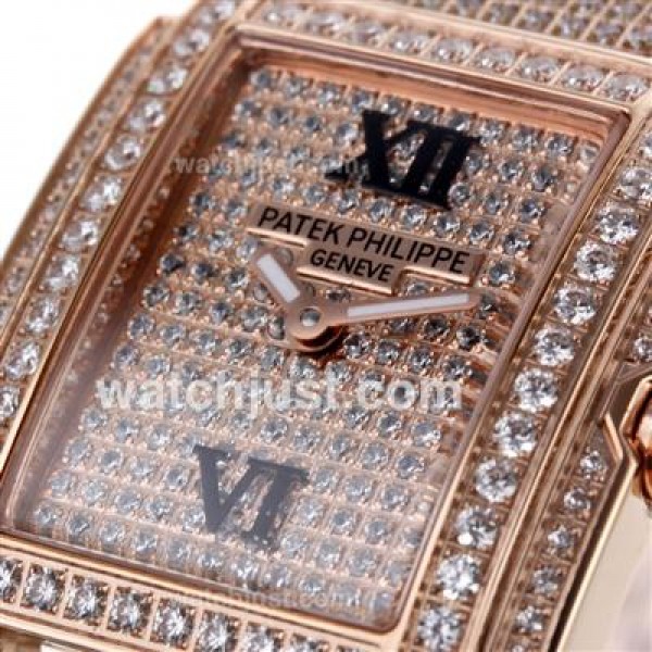 Patek Philippe Twenty-4 Swiss ETA Movement Full Rose Gold with Diamond Bezel and Dial-Lady Size