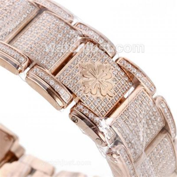 Patek Philippe Twenty-4 Swiss ETA Movement Full Rose Gold with Diamond Bezel and Dial-Lady Size