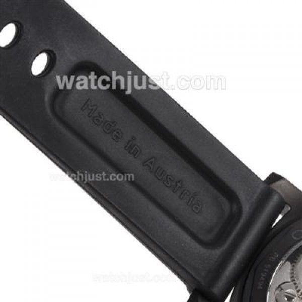 Panerai Luminor Marina Unitas 6497 Movement Swan Neck PVD Case with Black Dial-Rubber Strap