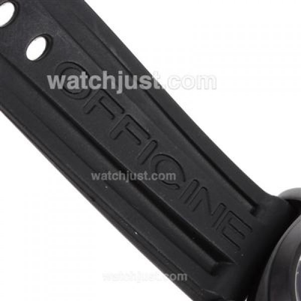 Panerai Luminor Marina Unitas 6497 Movement Swan Neck PVD Case with Black Dial-Rubber Strap