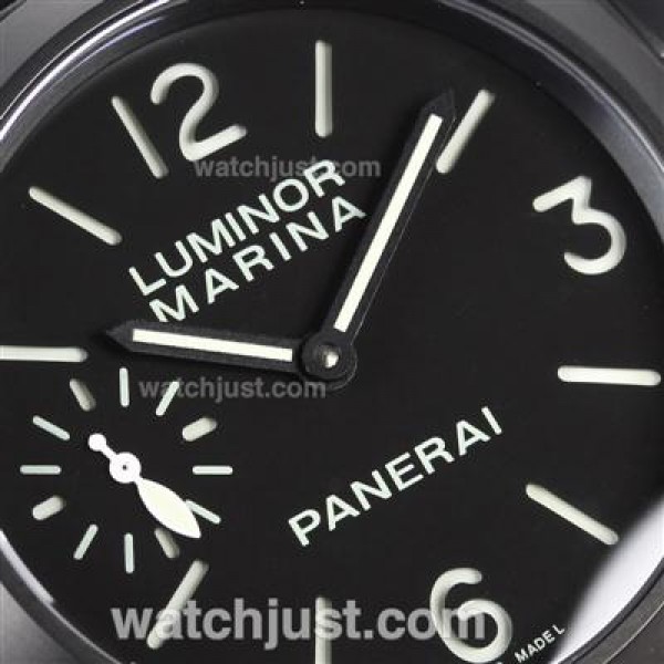 Panerai Luminor Marina Unitas 6497 Movement Swan Neck PVD Case with Black Dial-Rubber Strap