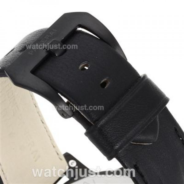 Panerai Luminor Marina Automatic PVD Case with Black Dial-Leather Strap