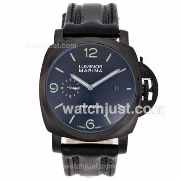 Panerai Luminor Marina Automatic PVD Case with Black Dial-Leather Strap