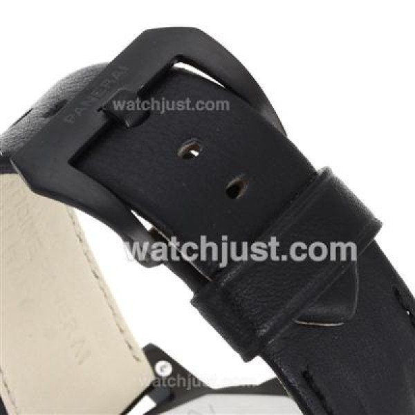 Panerai Luminor Marina Automatic PVD Case with Black Dial-Leather Strap