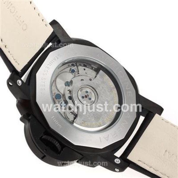Panerai Luminor Marina Automatic PVD Case with Black Dial-Leather Strap