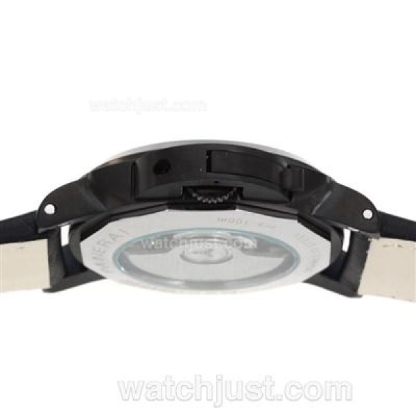 Panerai Luminor Marina Automatic PVD Case with Black Dial-Leather Strap
