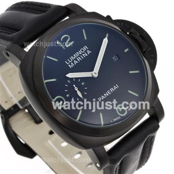 Panerai Luminor Marina Automatic PVD Case with Black Dial-Leather Strap