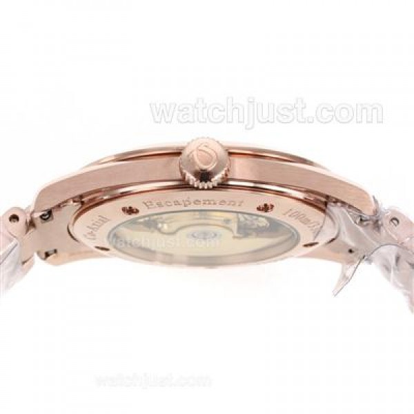 Best Quality Omega Railmaster Replica Watches With Black Dials And Rose Gold Cases