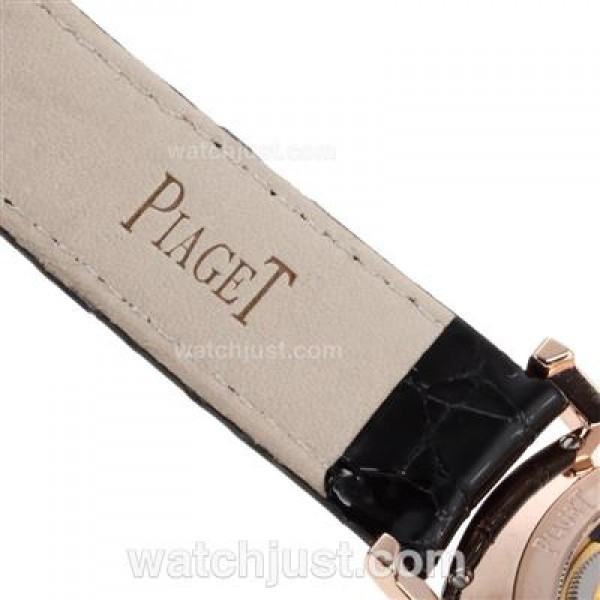Piaget Altiplano Unitas 6497 Movement Rose Gold Case with Black Dial-Leather Strap