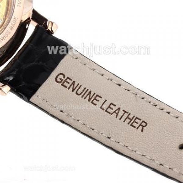 Piaget Altiplano Unitas 6497 Movement Rose Gold Case with Black Dial-Leather Strap
