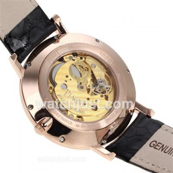 Piaget Altiplano Unitas 6497 Movement Rose Gold Case with Black Dial-Leather Strap