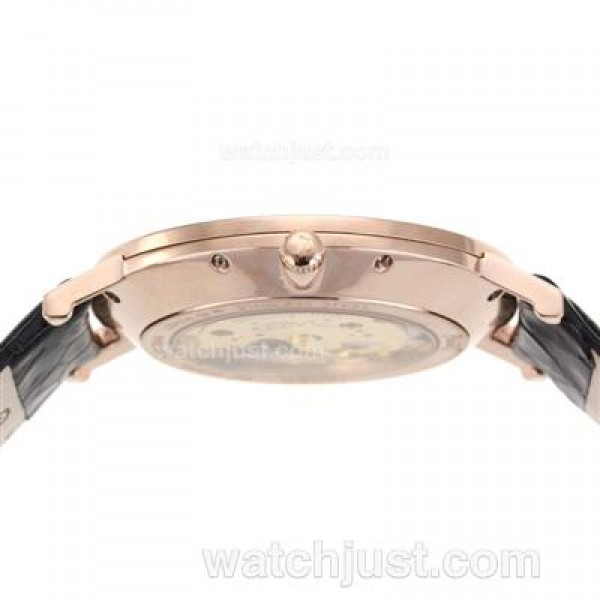 Piaget Altiplano Unitas 6497 Movement Rose Gold Case with Black Dial-Leather Strap