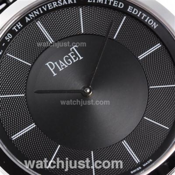 Piaget Altiplano Unitas 6497 Movement with Black Dial-Leather Strap