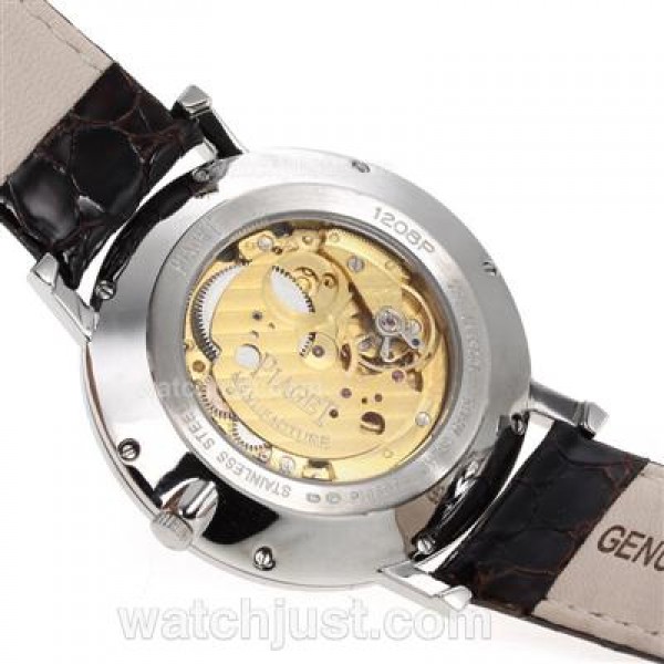 Piaget Altiplano Unitas 6497 Movement Diamond Bezel with White Dial-Leather Strap