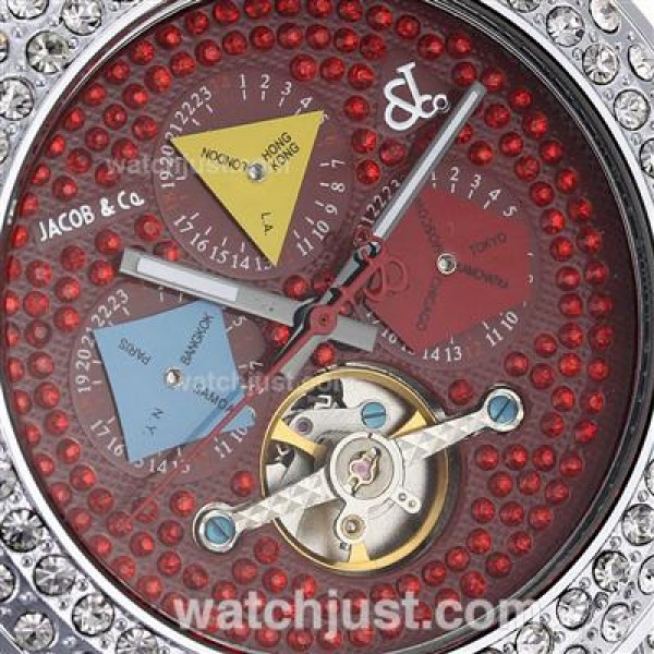 Jacob & Co Rainbow Tourbillon Automatic Full Diamond Case and Red Diamond Dial