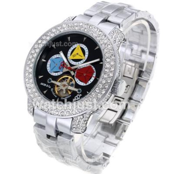 Jacob & Co Rainbow Tourbillon Automatic Diamond Bezel with Black Dial