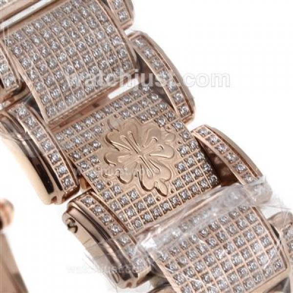 Patek Philippe Twenty-4 Swiss ETA Movement Full Rose Gold with Diamond Bezel and Dial-Lady Size