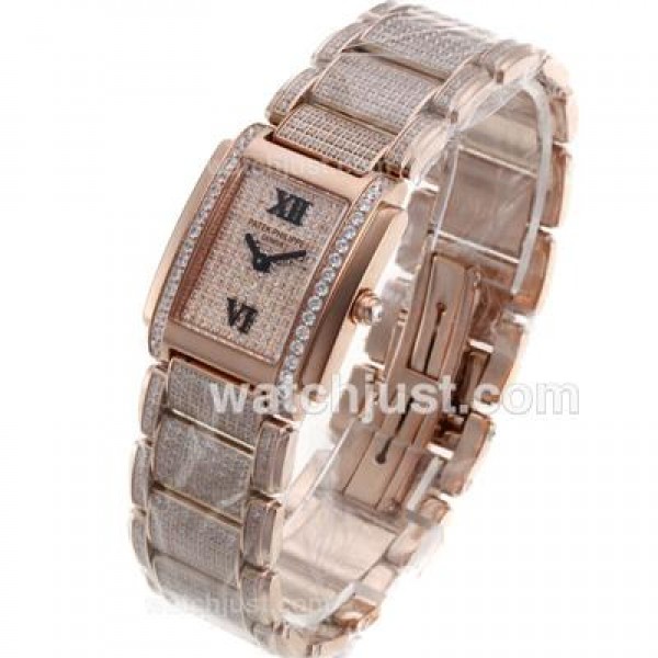 Patek Philippe Twenty-4 Swiss ETA Movement Full Rose Gold with Diamond Bezel and Dial-Lady Size