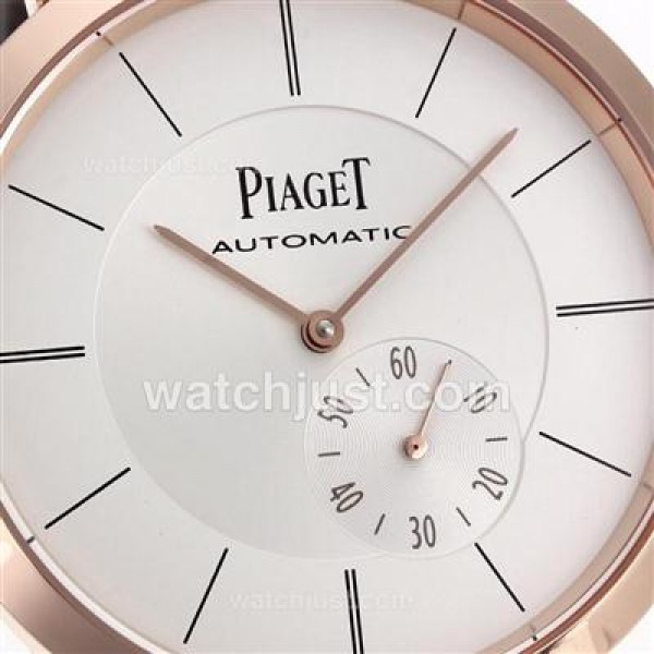 Piaget Altiplano Automatic Rose Gold Case with White Dial-Leather Strap