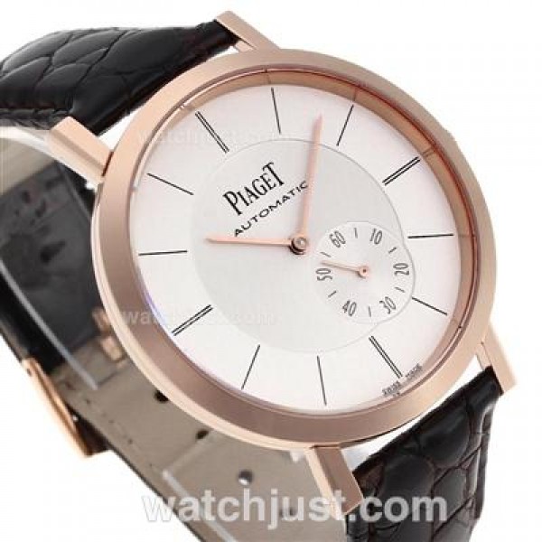 Piaget Altiplano Automatic Rose Gold Case with White Dial-Leather Strap