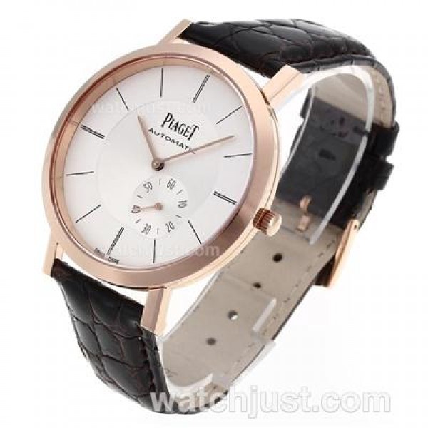 Piaget Altiplano Automatic Rose Gold Case with White Dial-Leather Strap