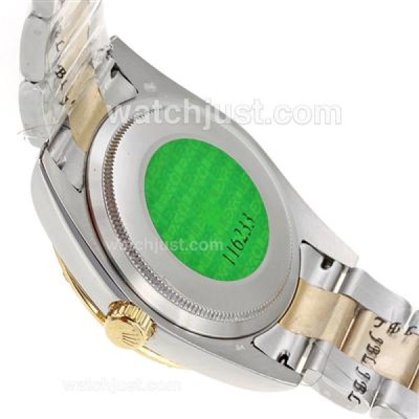 Rolex Datejust Automatic Two Tone Diamond Bezel Roman Markers with Black Dial-Sapphire Glass