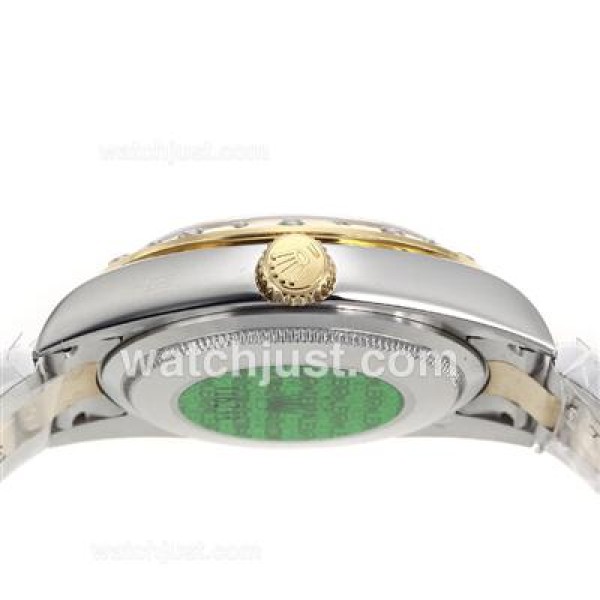 Rolex Datejust Automatic Two Tone Diamond Bezel Roman Markers with Black Dial-Sapphire Glass