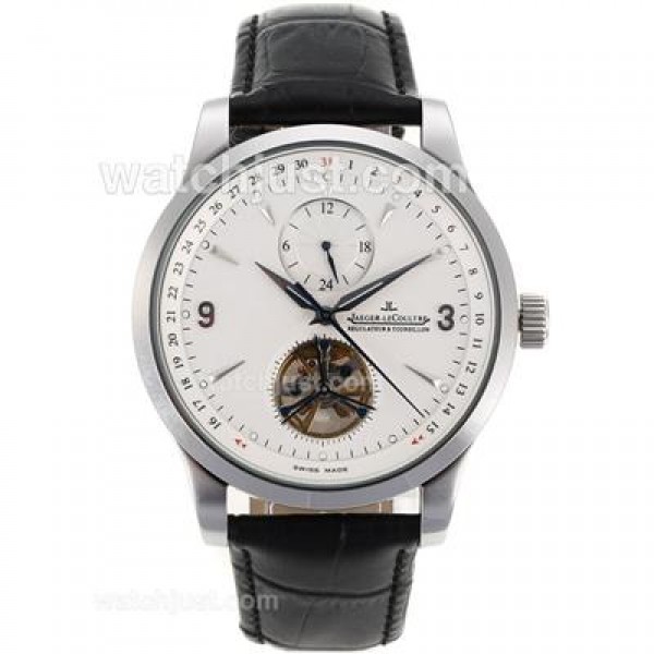 Jaeger-Lecoultre Master Control Tourbillon Automatic with White Dial-Leather Strap