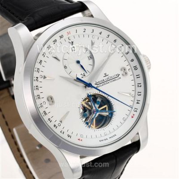 Jaeger-Lecoultre Master Control Tourbillon Automatic with White Dial-Leather Strap