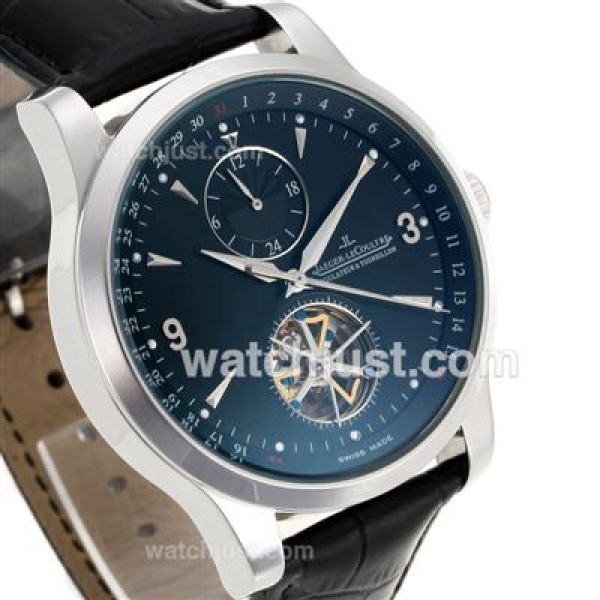 Jaeger-Lecoultre Master Control Tourbillon Automatic with Black Dial-Leather Strap