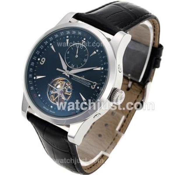 Jaeger-Lecoultre Master Control Tourbillon Automatic with Black Dial-Leather Strap