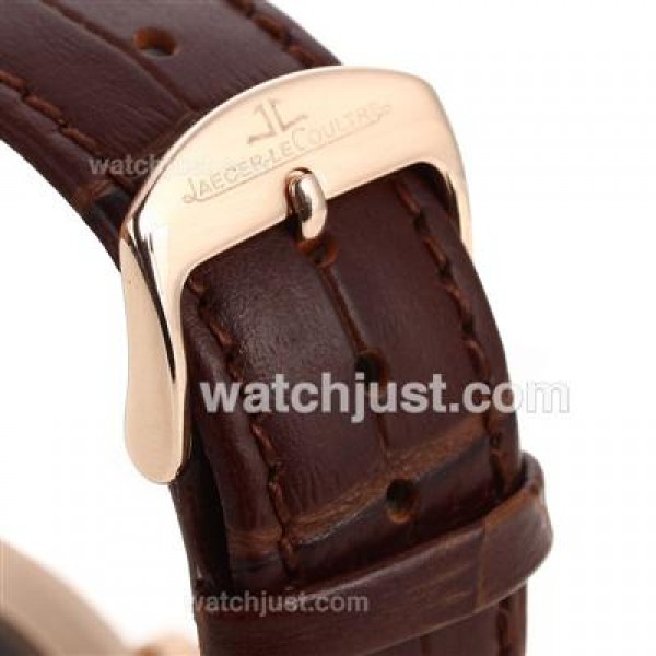 Jaeger-Lecoultre Master Control Tourbillon Automatic Rose Gold Case with White Dial-Leather Strap
