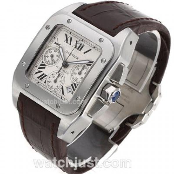 AAA Quality Cartier Santos 100 Replica Watches With White Dials For Sale
