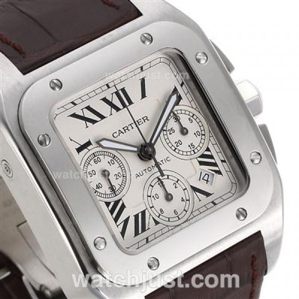 AAA Quality Cartier Santos 100 Replica Watches With White Dials For Sale