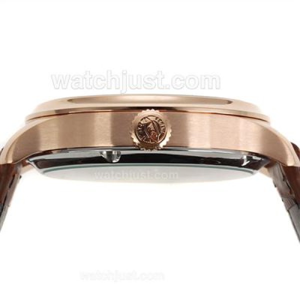 IWC Portuguese Working Power Reserve Automatic Rose Gold Case and Number Markers with White Dial-Leather Strap