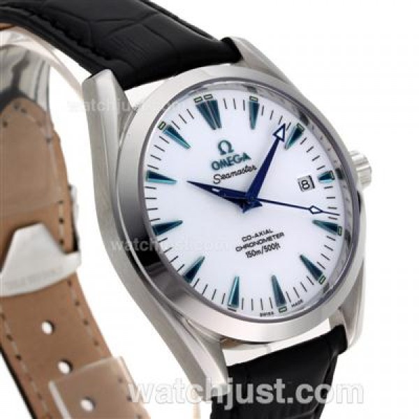 Omega Seamaster Co-Axial Automatic Blue Stick Markers with White Dial-Sapphire Glass