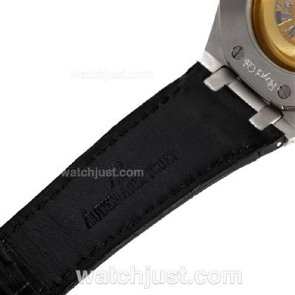 Audemars Piguet Royal Oak Swiss ETA 2824 Movement Diamond Bezel with White Checkered Dial-Leather Strap