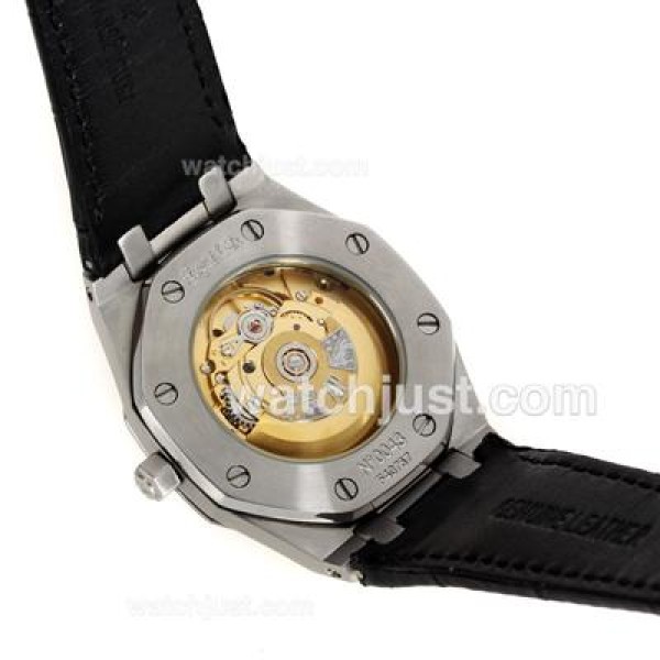 Audemars Piguet Royal Oak Swiss ETA 2824 Movement Diamond Bezel with White Checkered Dial-Leather Strap