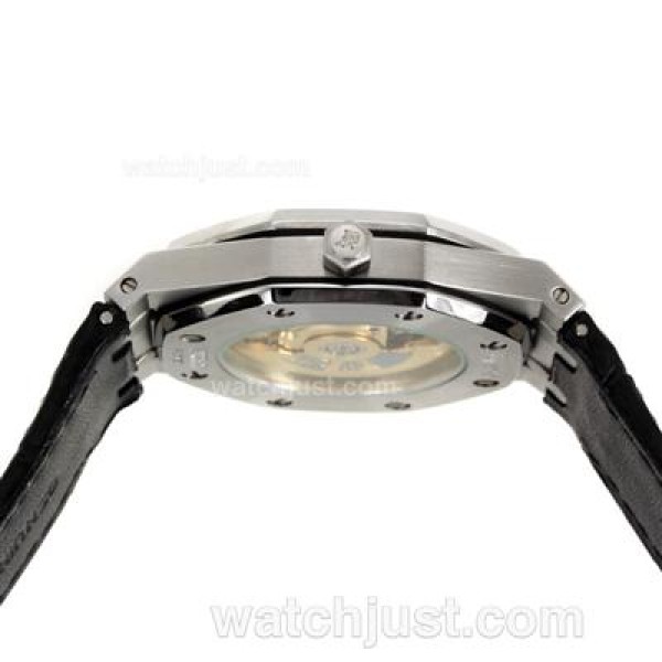 Audemars Piguet Royal Oak Swiss ETA 2824 Movement Diamond Bezel with White Checkered Dial-Leather Strap