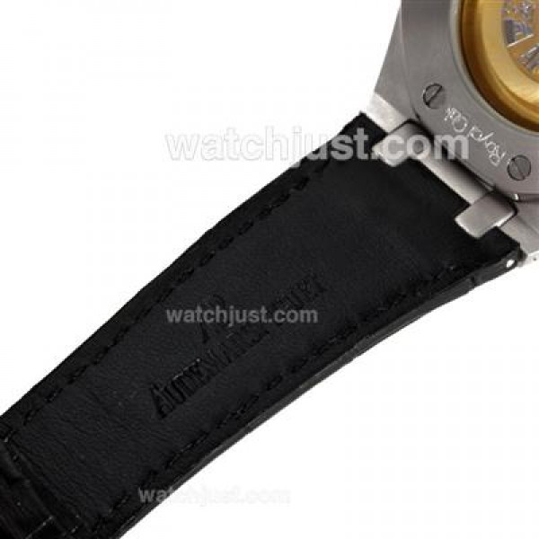 Audemars Piguet Royal Oak Swiss ETA 2824 Movement Diamond Bezel with Gray Checkered Dial-Leather Strap