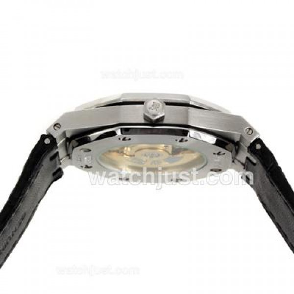 Audemars Piguet Royal Oak Swiss ETA 2824 Movement Diamond Bezel with Gray Checkered Dial-Leather Strap
