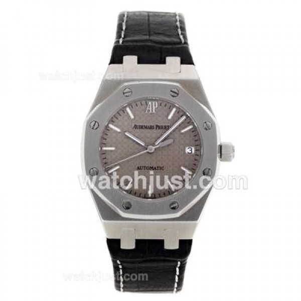Audemars Piguet Royal Oak Swiss ETA 2824 Movement with Gray Checkered Dial-Leather Strap